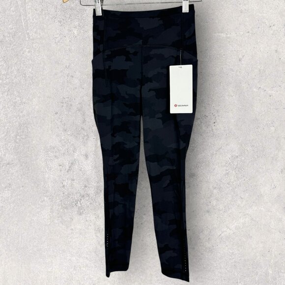 NWT Lululemon Swift Speed High Rise Crop Leggings Camo Print Womens Size 2 Black - Picture 14 of 16